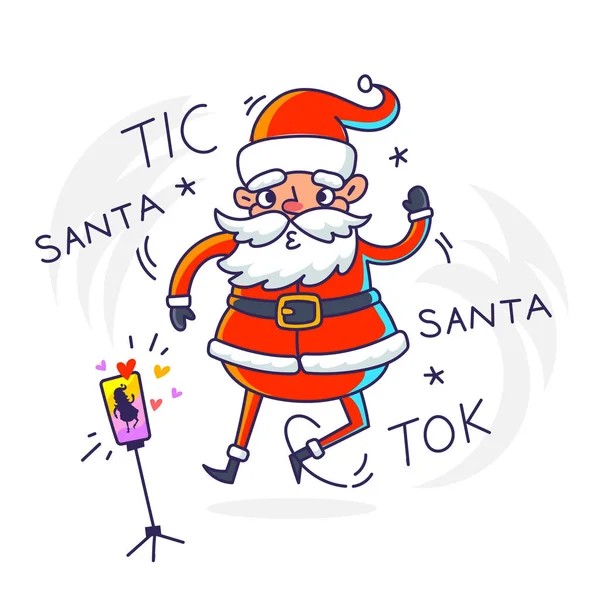 Vektor Jul Illustration Galna Santa Claus Dans För Smart Telefon — Stock vektor