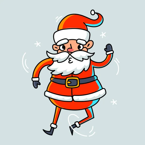 Vector Weihnachten Illustration Von Verrückt Tanzenden Weihnachtsmann Auf Farbigem Hintergrund — Stockvektor