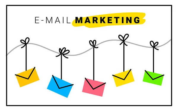 Ilustração Vetorial Guirlanda Com Envelopes Mail Marketing Texto Sobre Fundo — Vetor de Stock