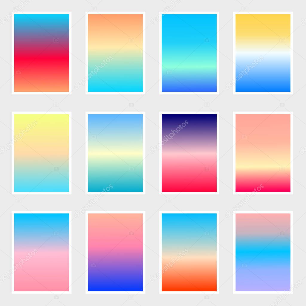 Vector set of different abstract gradients on white background