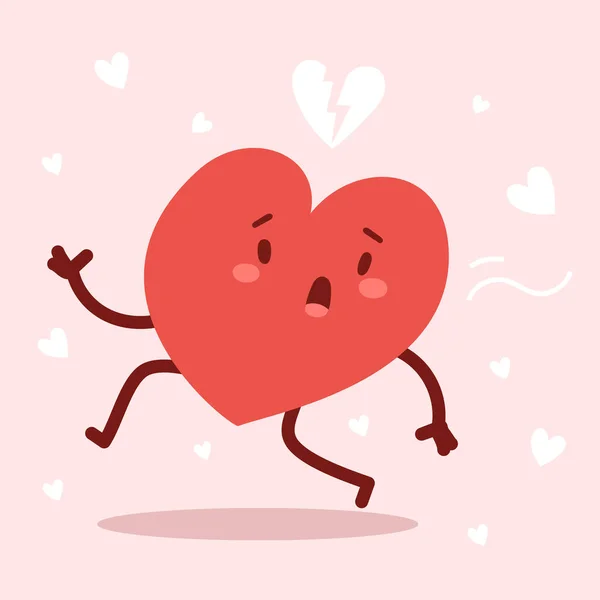 Vector Corriendo Rojo Lindo Personaje Corazón Sobre Fondo Rosa Estilo — Archivo Imágenes Vectoriales