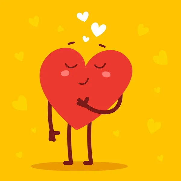 Vector Rojo Lindo Personaje Corazón Soñador Con Sonrisa Sobre Fondo — Archivo Imágenes Vectoriales