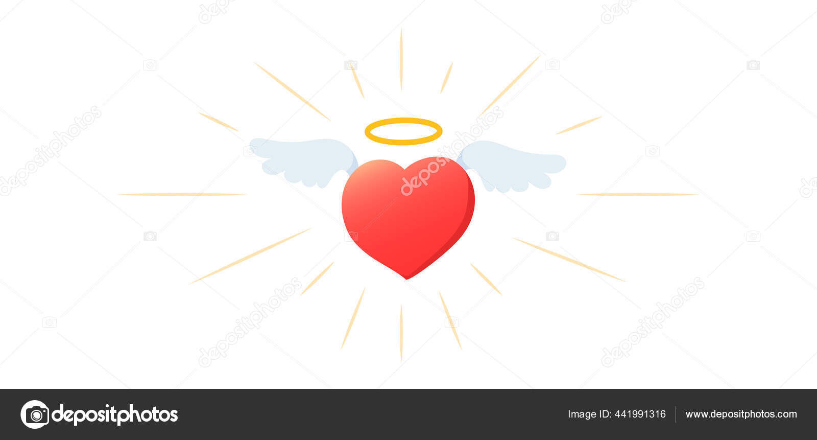 ベクトル漫画かわいいです聖なる赤いハートとともに翼とニンバス上の白い背景 ストックベクター C Wowomnom