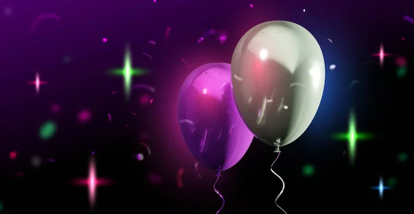 Alles Gute Zum Geburtstag Horizontale Illustration Mit Realistischen Luftballon Auf — Stockfoto