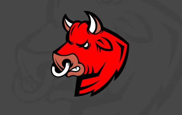 배경에 Vector Bull Head Logo Dark Background 가난붉은 황소를 링으로 — 스톡 벡터