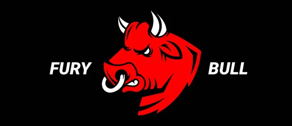 Vector Bull Head Logo Black Background Line Art Flat Style — Stockový vektor