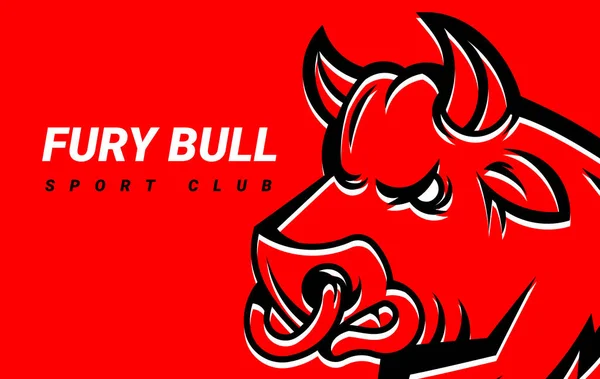 Vector Bull Head Logo Red Background Line Art Flat Style — Stockový vektor