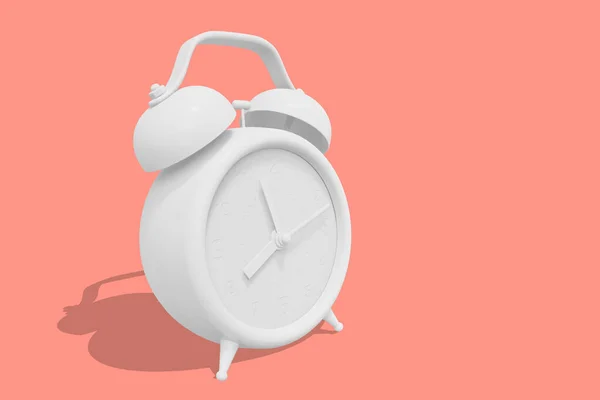 Pembe Arkaplan Üzerinde Bulunan Beyaz Kil Retro Alarm Saatinin Çizimi — Stok fotoğraf