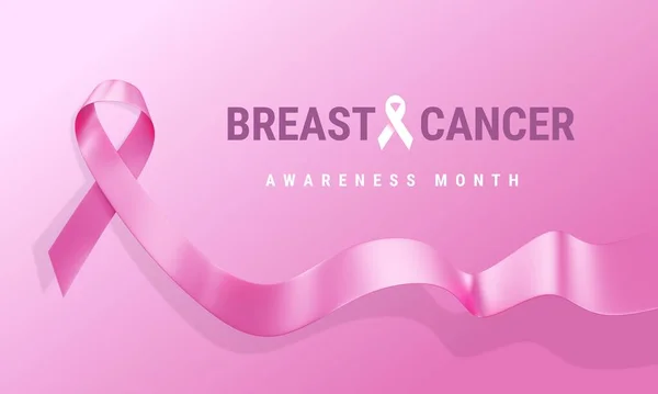 Illustration Pink Breast Cancer Awareness Realistic Ribbon Curl Text Pink — Fotografia de Stock