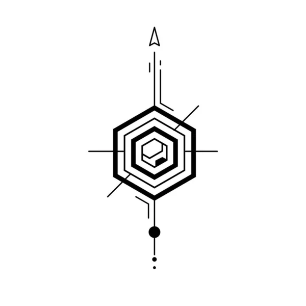 Vektorová Ilustrace Abstraktního Černo Bílého Symbolu Prostoru Kosočtvercovým Tvarem Šipkou — Stockový vektor