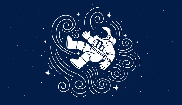 Illustration Espace Vectoriel Astronaute Couleur Blanche Volant Dans Espace Avec — Image vectorielle