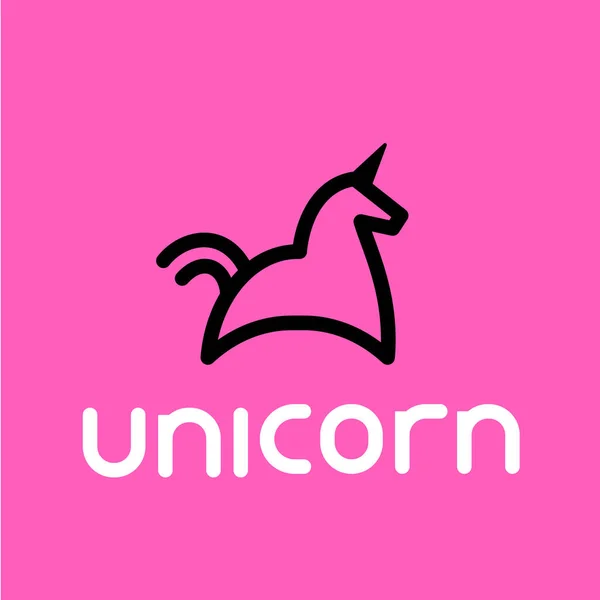 Vector Logo Unicorn Animal Unicorn Pink Background Line Art Style — Stock Vector
