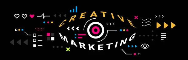 Vektorové Obchodní Abstraktní Ilustrace Word Creative Marketing Černém Pozadí Barevnými — Stockový vektor