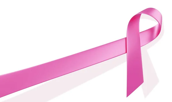 Nastro Realistico Consapevolezza Del Cancro Seno Rosa Con Ombra Sfondo — Foto Stock