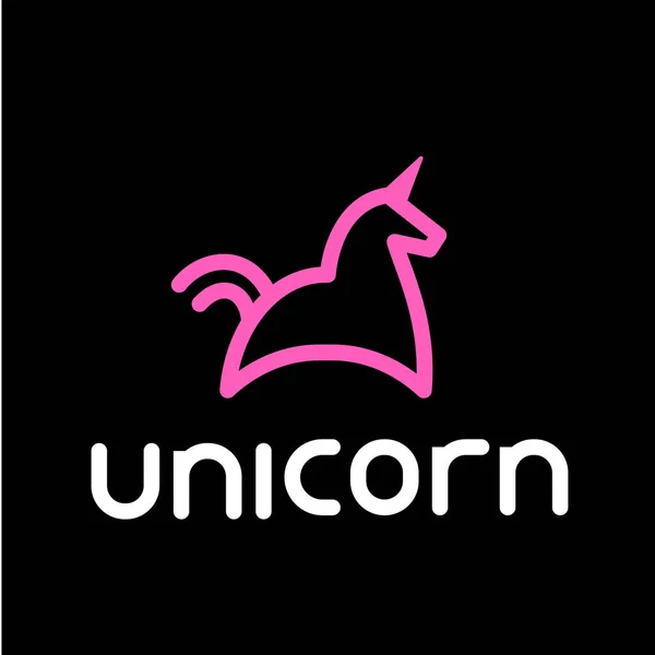 Vector Logo Unicorn Pink Animal Unicorn Line Art Style Design — Stock Vector