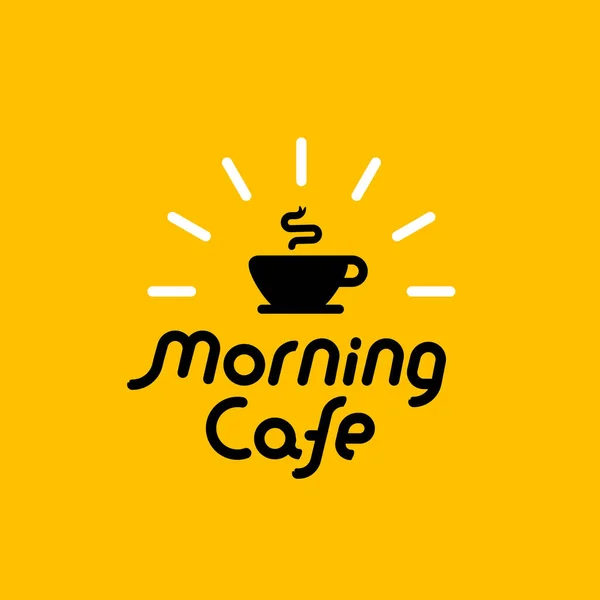 Vector Logo Morning Cafe Coffee Cup Line Art Style Design — Stock Vector