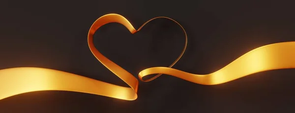 Ilustracja Symbolu Miłości Romantyczne Walentynki Wakacje Złota Wstążka Realistyczna Pętlą — Zdjęcie stockowe