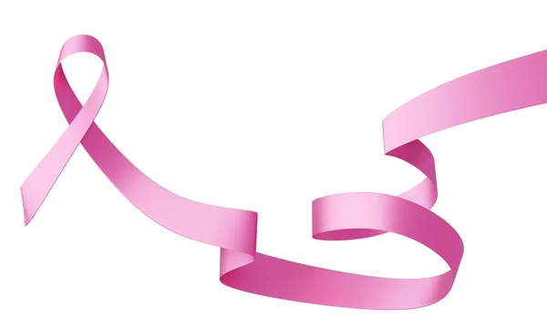 Illustration Pink Realistic Ribbon Curl White Color Background 유방암 인식의 — 스톡 사진