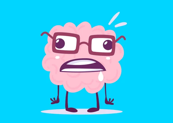 Vector Creative Illustration Fool Pink Human Brain Character Glasses Flow — Stock Vector
