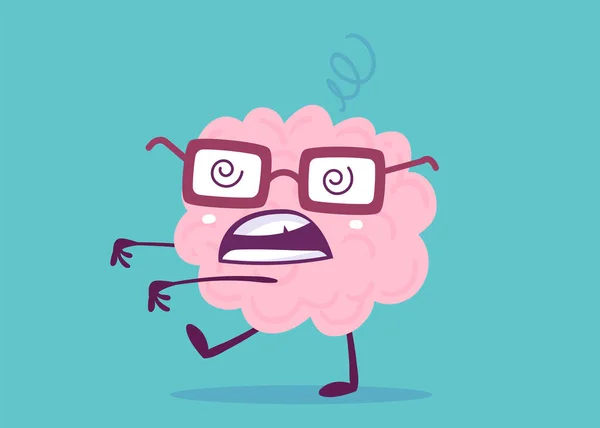 2015 Vector Creative Illustration Crazy Pink Human Brain Character Glasses — 스톡 벡터