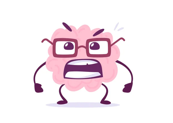 Vector Creative Illustration Emotional Angry Pink Human Brain Character White — стоковий вектор
