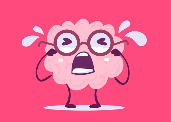 Vector Creative Illustration Emotional Crying Pink Human Brain Character Color — стоковий вектор