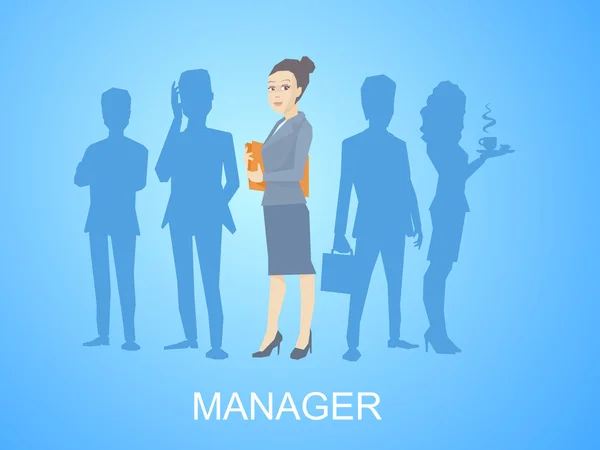 Woman manager keeps folder — Stock Vector