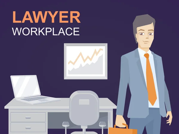 Man advocaat met werkmap — Stockvector