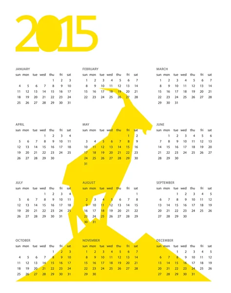 Calendario 2015 con cabra amarilla — Vector de stock