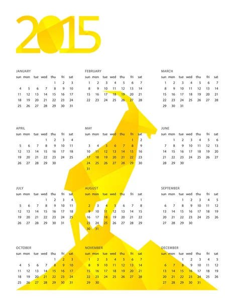 Kalendář pro rok 2015 s žlutým koza — Stockový vektor