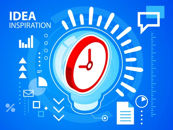 図は明るい電球と時計 — ストックベクタ