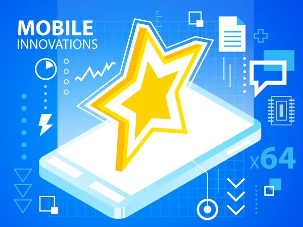 Ilustração brilhante inovações móveis de estrela — Vetor de Stock