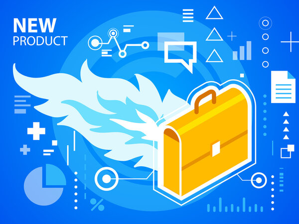 Яркая иллюстрация Пожар и рабочий чемодан
