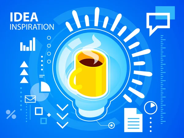 Bright illustration light bulb and coffee — Stock Vector