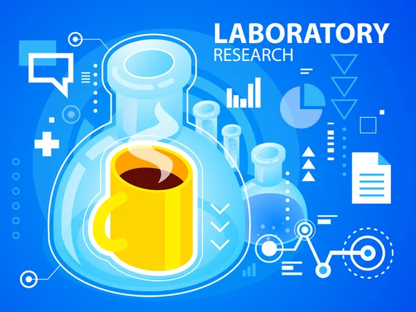 Pesquisa de laboratório de ilustração brilhante de café —  Vetores de Stock