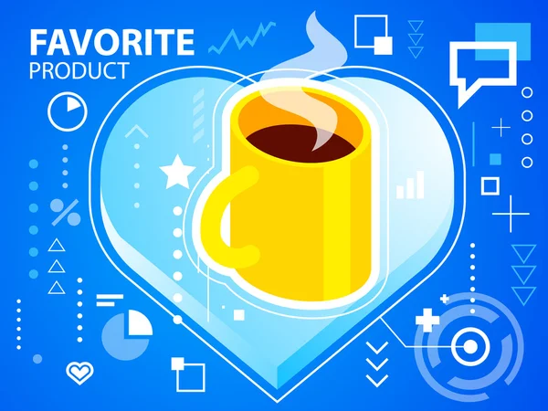 Lichte afbeelding hart en koffie — Stockvector