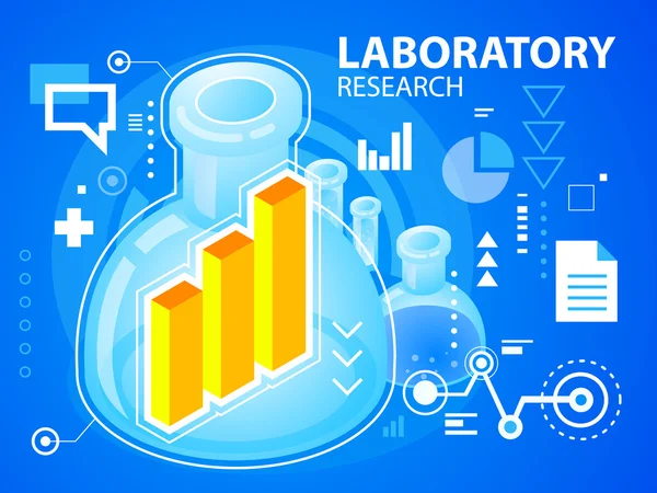 Ilustracja jasny laboratorium badań i wykres słupkowy — Wektor stockowy