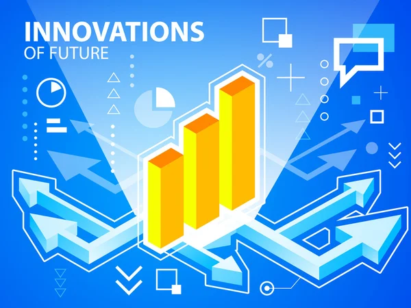 Helle Abbildungspfeile und Balkendiagramm — Stockvektor