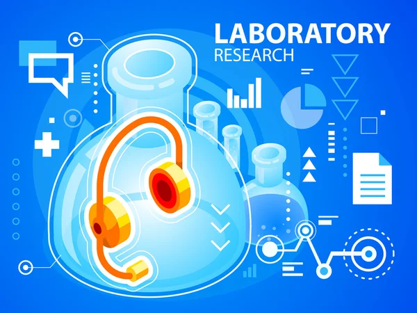 Lichte afbeelding laboratoriumonderzoek van de hoofd telefoon — Stockvector