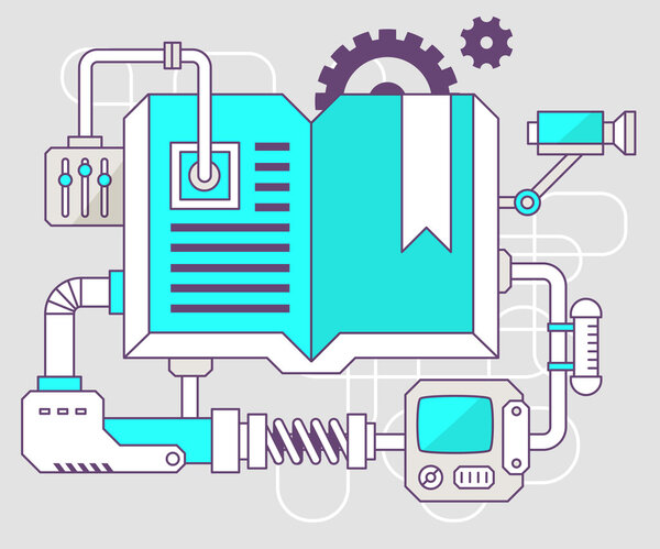 Industrial illustration of the mechanism of open book