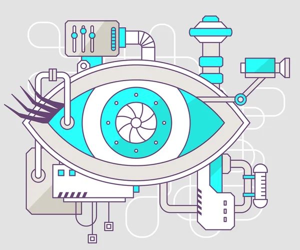 Illustration industrielle du mécanisme de l "œil — Image vectorielle
