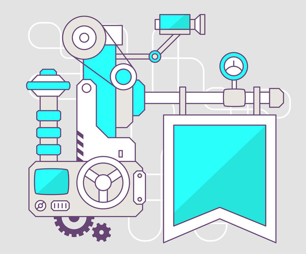 Industrial illustration of the mechanism of flag.