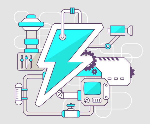 Industrial illustration of the mechanism of lightning — Stock Vector