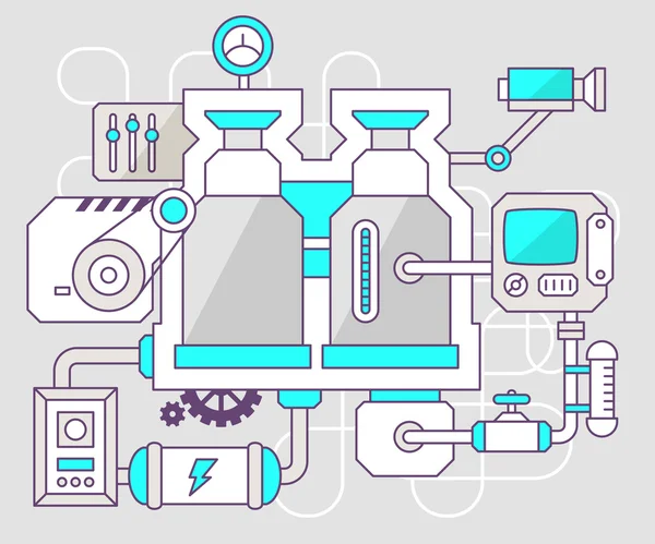 Industrial illustration of the mechanism of binoculars — Stock Vector