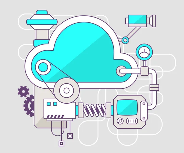 Illustrazione industriale del meccanismo del cloud . — Vettoriale Stock