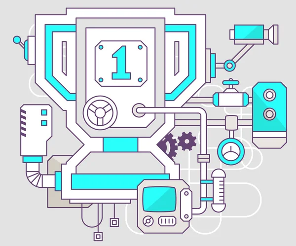 Industrielle Illustration des Mechanismus der Tasse. — Stockvektor