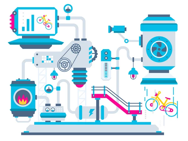 Fábrica para el procesamiento de bicicletas — Vector de stock
