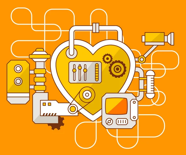 O mecanismo do coração . —  Vetores de Stock