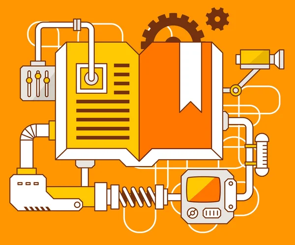 Mechanismus otevřené knihy. — Stockový vektor