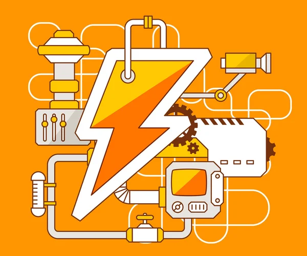 The mechanism of lightning. — Stock Vector